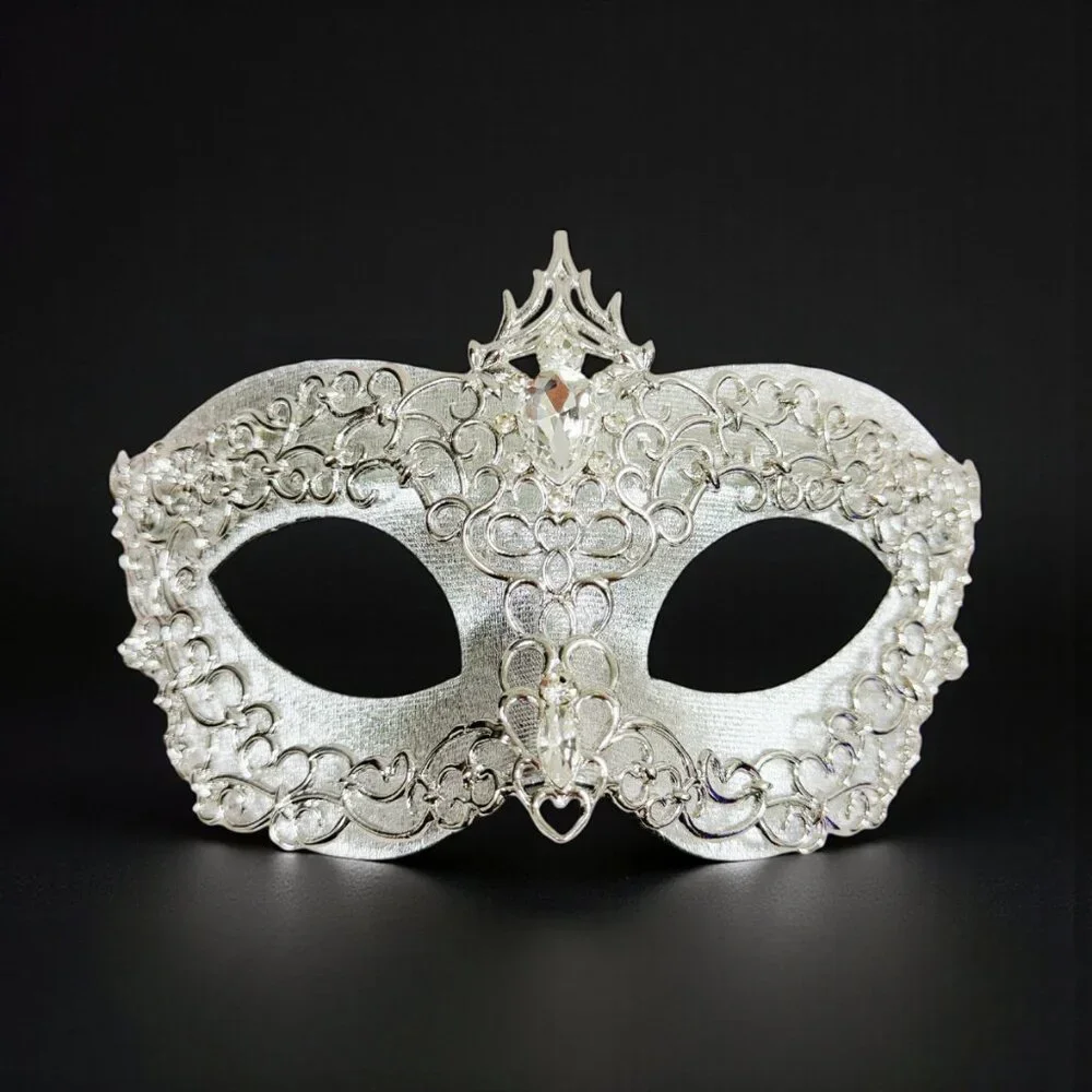 2 in 1 silver mask, Masquerade party wedding, silver masquerade mask, Party mask